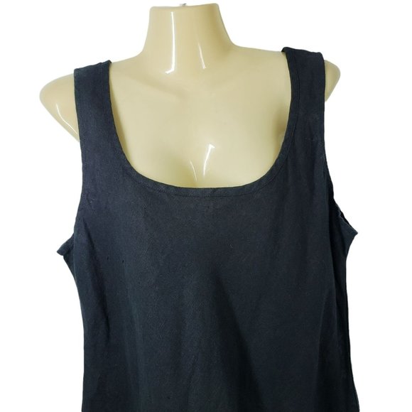 Flax Fundamental Black Tank Top Linen Women's Size Medium - Picture 4 of 9